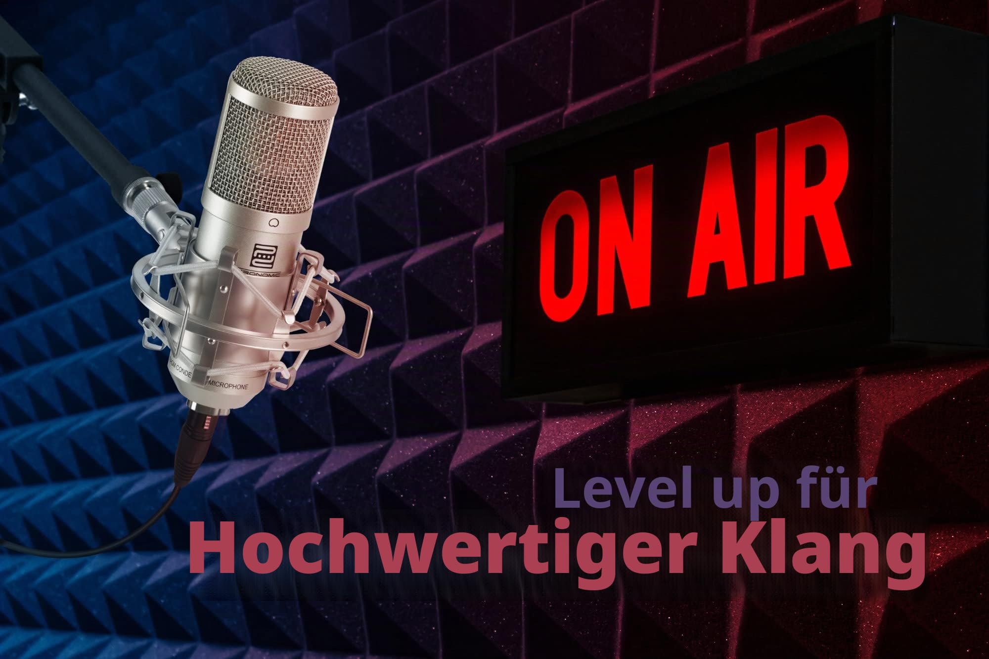 Pronomic CM-100S Studio Großmembranmikrofon XLR-Kondensatormikrofon (mit Mikrofonspinne, Etui, Windschutz, Reduziergewinde) Silber | Goldbedampfte 34 mm Membran, Richtcharakteristik: ausgeprägte Niere, Frequenzbereich: 20 Hz - 20 kHz, 5 % THD, XLR-Anschlu