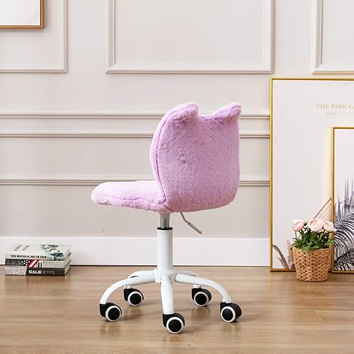 Miniatura 2 de Silla de escritorio moderna con diseño de gato para niños, cómoda y mullida silla de escritorio pequeña para niñas y niños, silla giratoria