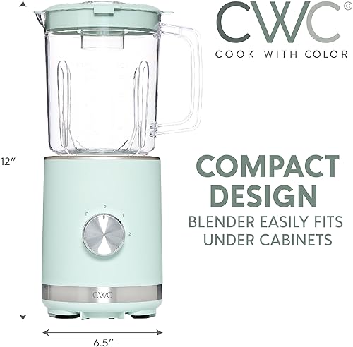 Miniatura 5 de COOK WITH COLOR Batidora de 300 vatios potente control de 2 velocidades con pulso, cuchillas de acero inoxidable de 4 puntas, frasco de 25 oz (25.4
