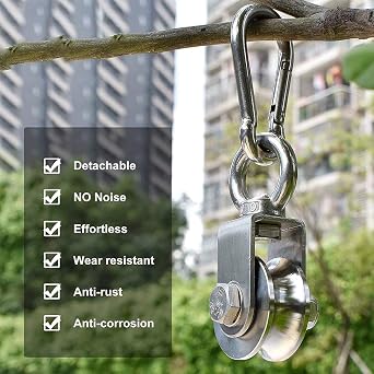 Pulley Wheel Stainless Steel Duplex Bearing Super-Silent Detachable 360 Degree Rotation Pulley System Gym Loading 500KG
