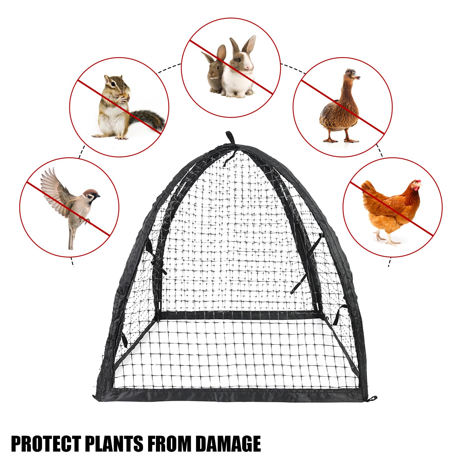 Cloche de protection pour plantes de fraise, 55,9 x 55,9 x 55,9 cm, tente de protection des plantes pour les cages de plantes pour garder les animaux à l'extérieur, couverture en maille pour protéger