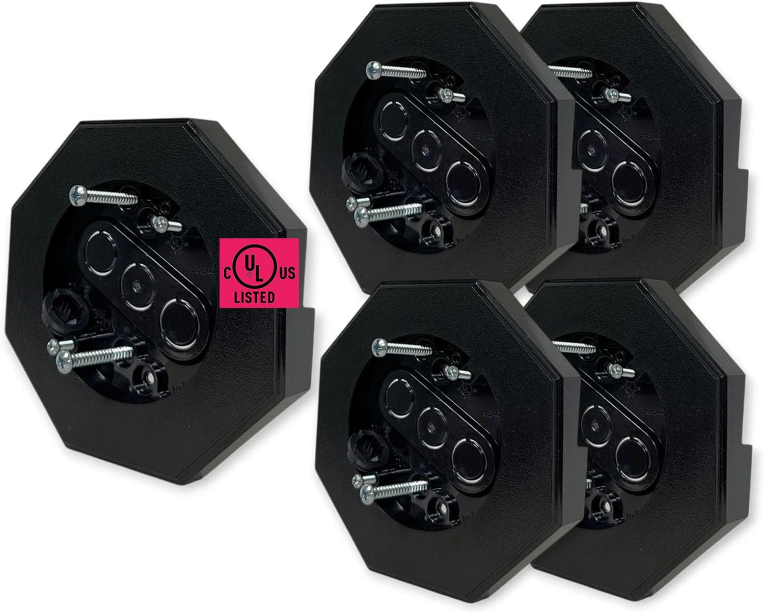 iMBAPrice 8141-5 Vertical Siding Lamp Octagon Mounting Kit with Built-in Box for 1/2 Inch Outdoor Vertical Siding Lap, 5-Pack