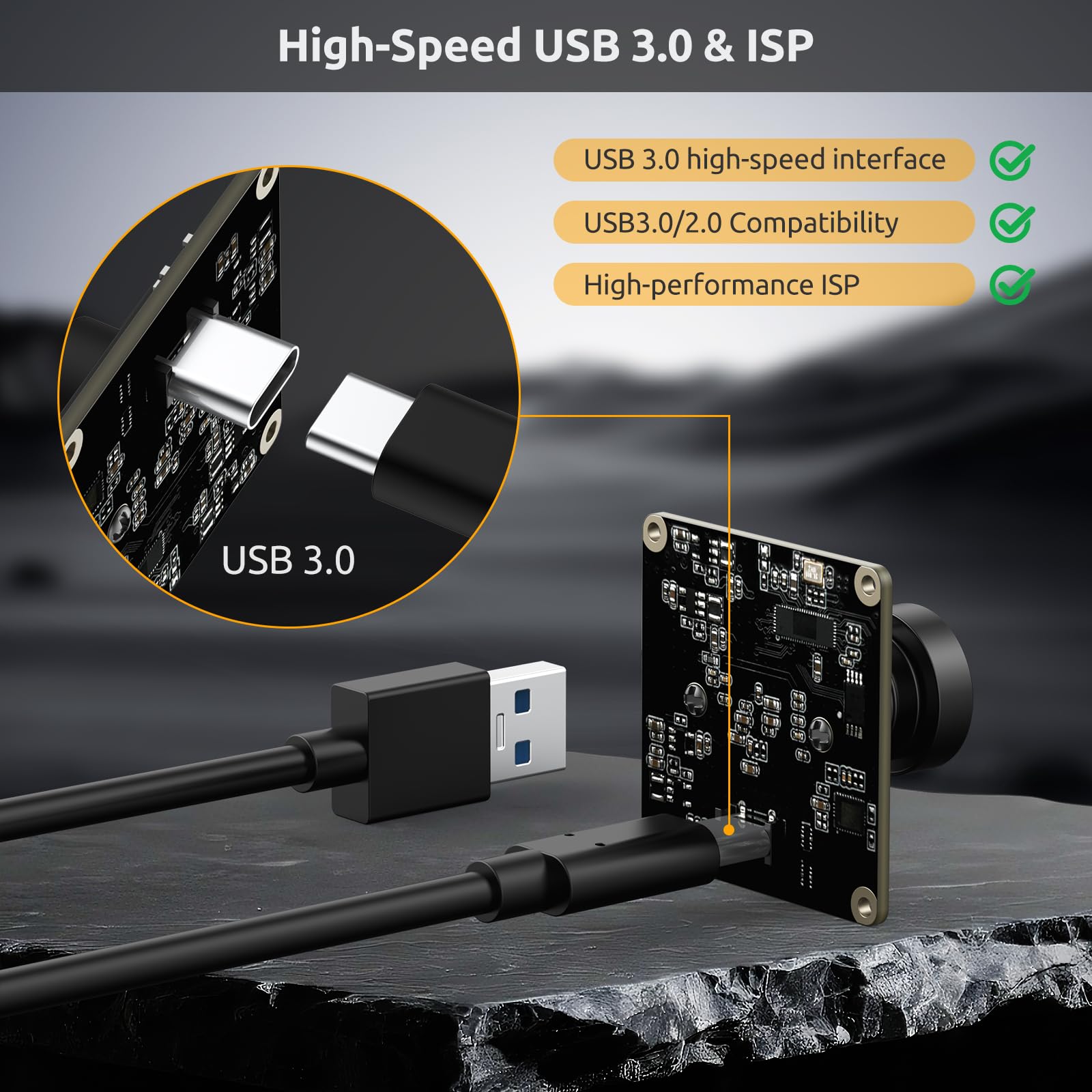 innomaker Modulo Camera USB 3.0 UVC con Sensore IMX415, 4K@30FPS & 1080P@60FPS, Plug and Play per Windows/Linux/Mac/Android/Raspberry Pi/Jetson Nano/ARM Boards