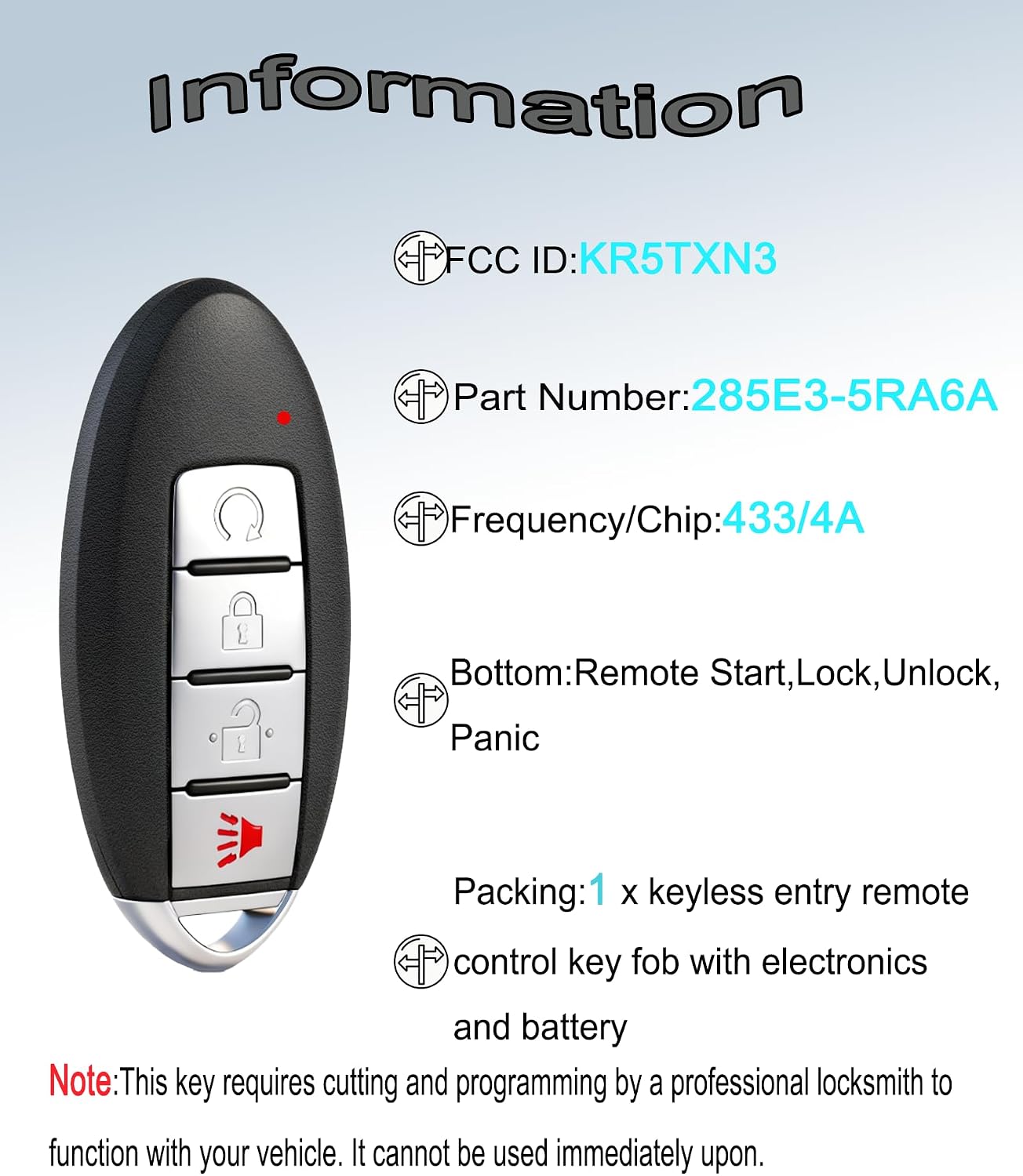 Keyless Entry Remote Control Smart Key Fob for Nissan Kicks 2018-2023 image 4