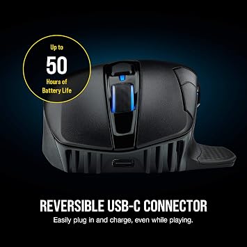 Corsair Dark CORE RGB PRO Wireless/Wired FPS MOBA Gaming Mouse 18,000 DPI, Fast Response Time, 8 Programmable Side Buttons, Dynamic Multi-Color Backlighting Black