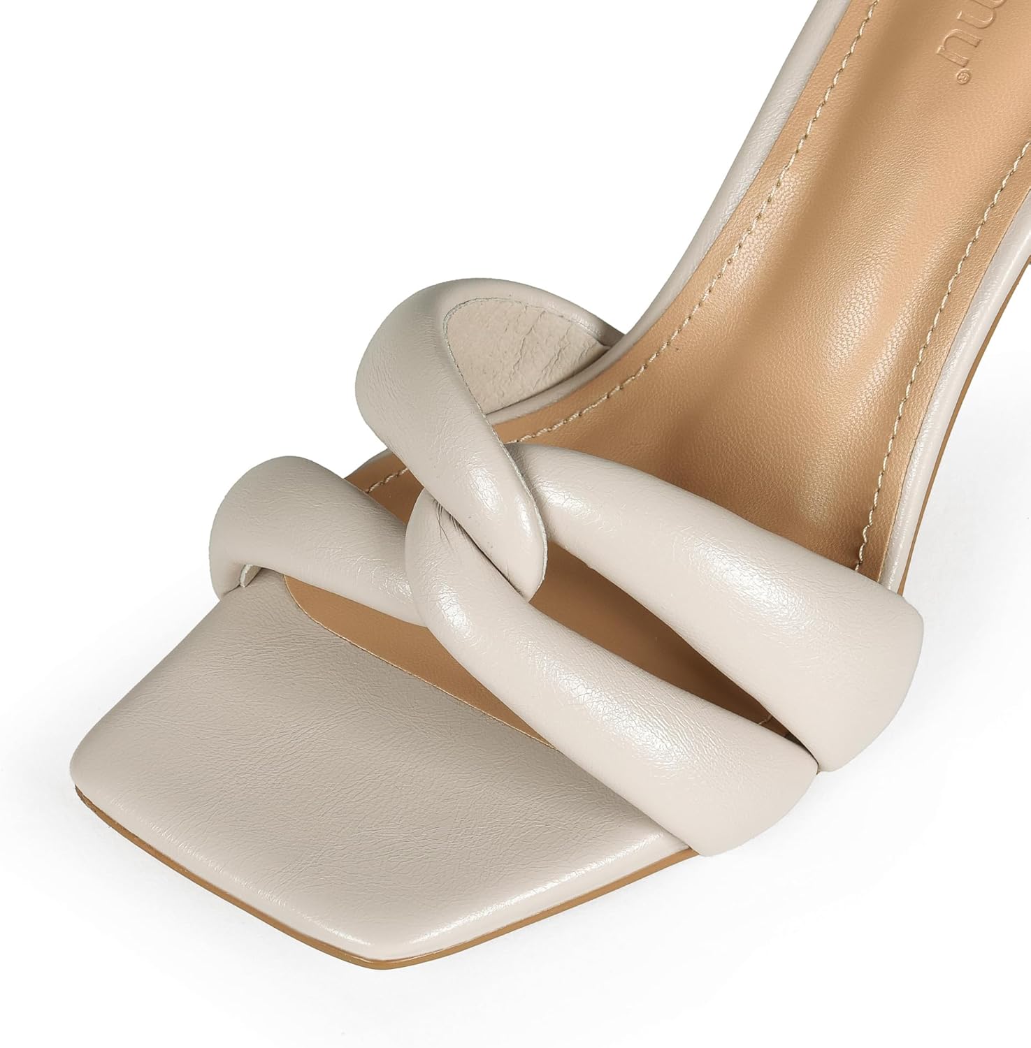 iiimmu Mule Heels 3.5 IN Stiletto with Square Toe Heeled Sandals Interwoven Straps Shape - Image 5