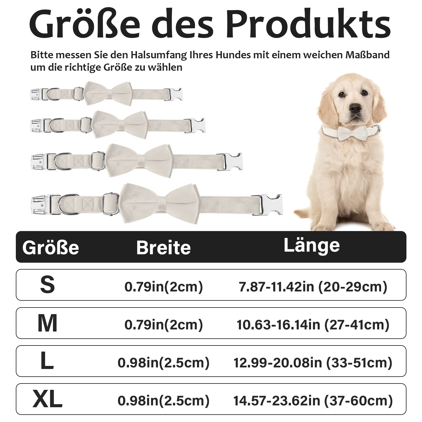 KTWSUEF Samt-Hundehalsband Mit Abnehmbarer Fliege – Personalisiert, Verstellbar Für Alle Größen