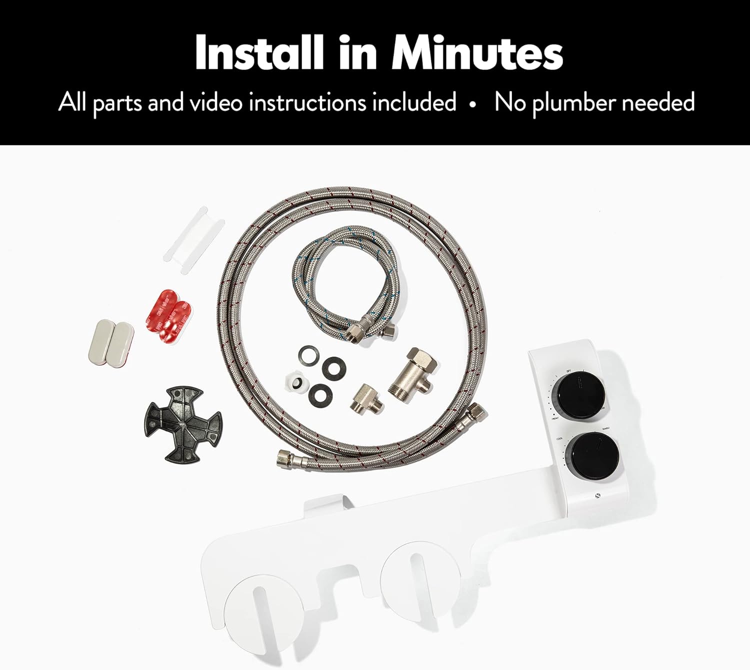 Flаѕh Dеаlѕ - 70% оƒƒ Warm Water Bidet Attachment for Toilet With Temperature and Pressure Controls – Fast 15 Minute Install – Modern Design – Feminine Wash – Non Electric Bidet – Warm Water Bidet Toilet Sprayer (Black)