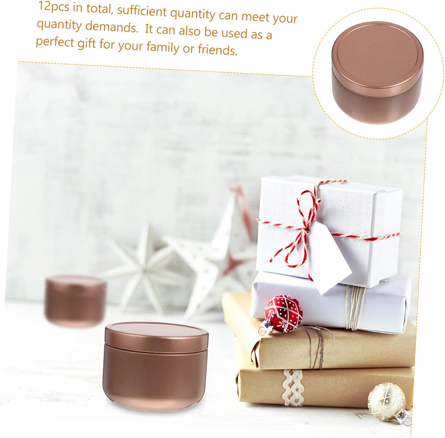 12pcs Candle Tins with Lids for DIY Aromatherapy Balm Spices and Storage Airtight Containers Rose Gold for Gifts and Organization