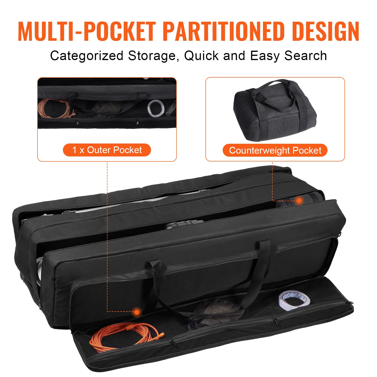 VEVOR Estuche para Telescopio de 104 x 36 x 28 cm, Bolsa para Guardar Telescopios con Hebillas Fijas, Bolsillos Múltiples y Divisor Desmontable, Bolsillo para Contrapeso para Tubo Óptico y Trípode