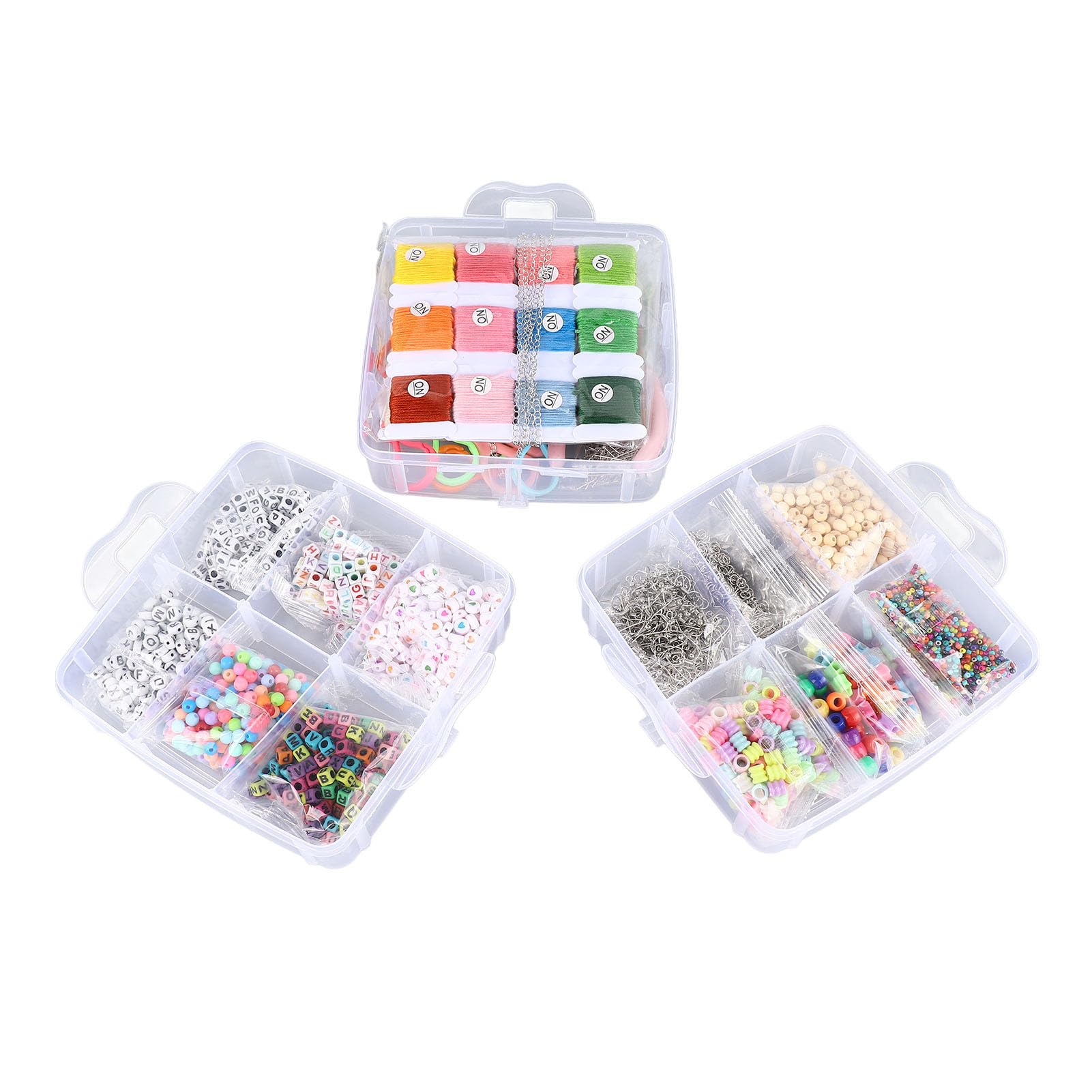 Kit de creación de pulseras con 3352 cuentas de colores, 1255 adornos colgantes, 48 herramientas, para proyectos de joyería, ideal para familia y niños, juego completo en caja de almacenamiento
