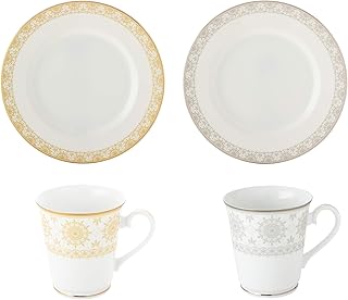 NARUMI(ナルミ) 食器セット アウアンドプティ(Au&Pt) 4個セット 電子レンジ温め対応 日本製 41377-33137