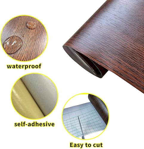 Miniatura 2 de Teemall Adhesivo autoadhesivo de PVC impermeable con grano de madera de 32.8 ft, decoración de pared, azulejos de cocina, baño, papel tapiz adhesivo