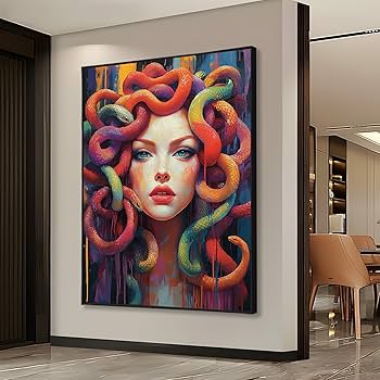 Amazon.com: Medusa Canvas Wall Art, Colorful Medusa Wall Art