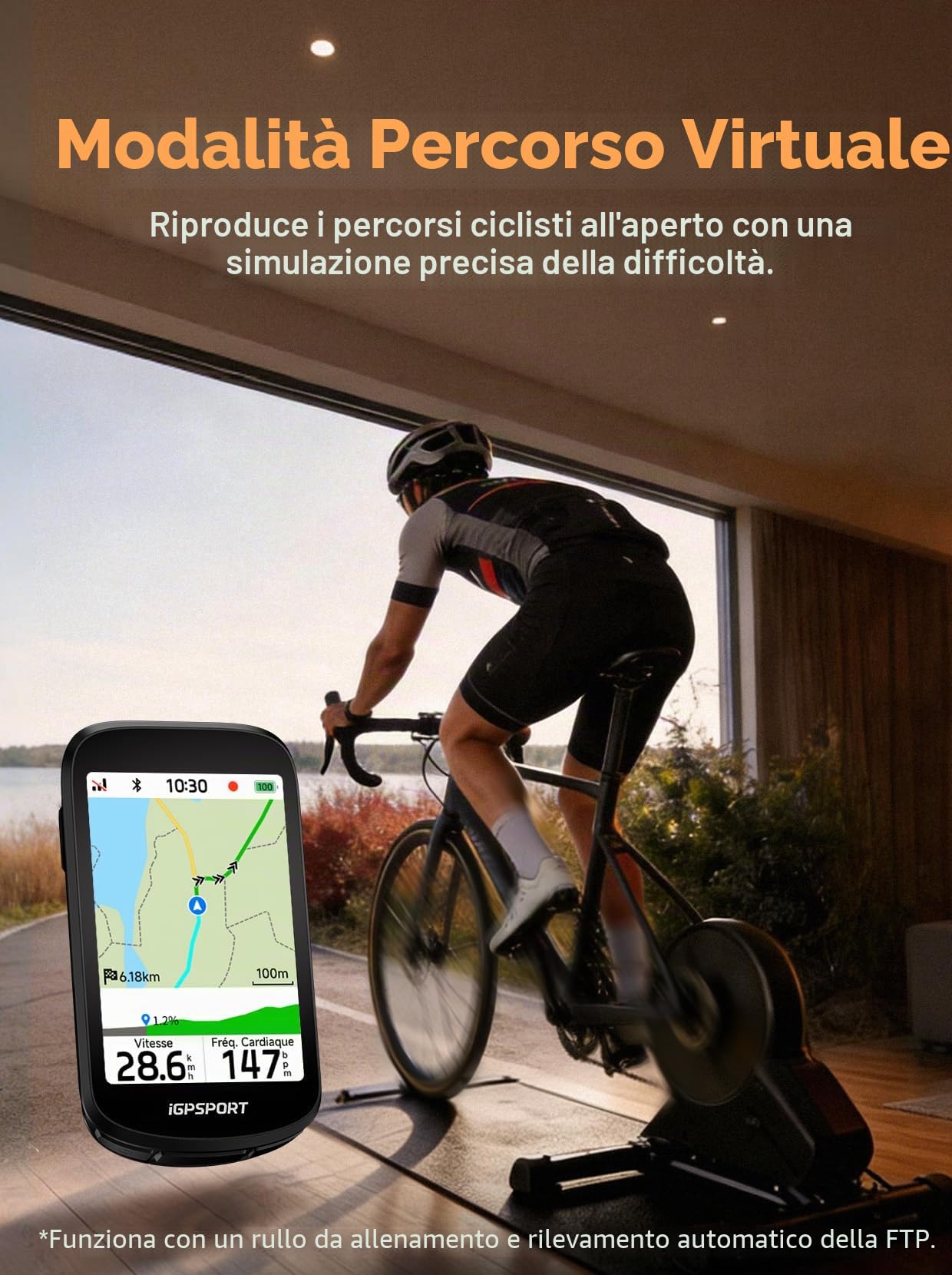 iGPSPORT BSC500 Contatore da Bici Senza Fili, 3,3" Grande Schermo Touch con Navigazione Vocale, Campanello Elettronico, Modalità di Allenamento in Salita, GPS da 32 GB per Bici
