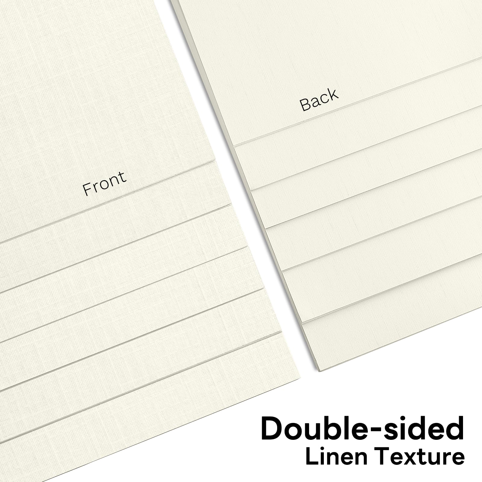 Goefun - Cartulina texturizada de papel de lino crema de 5 x 7, tarjetas de índice marfil para invitación de boda, papel de lino de 80 libras para impresión, invitaciones, artes y manualidades y
