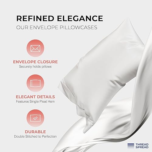 Miniatura 4 de THREAD SPREAD Juego de sábanas Queen de 100% algodón egipcio - Juego de sábanas de lujo de 1200 hilos de algodón egipcio tamaño Queen con bolsillo
