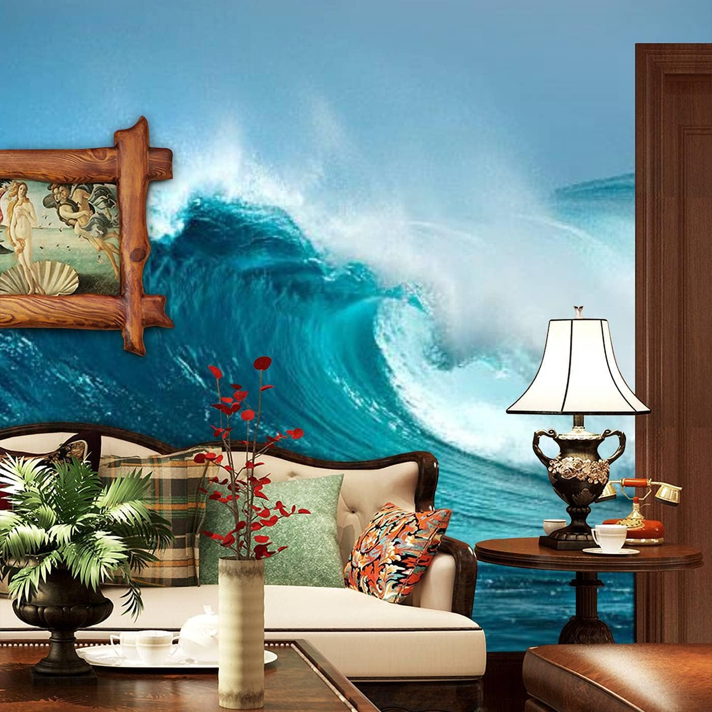 Modern 3D Ocean Wave Wallpaper Stick and Peel Wall Stickers Removable Wall Paper Mural for Living Room Bedroom TV Background