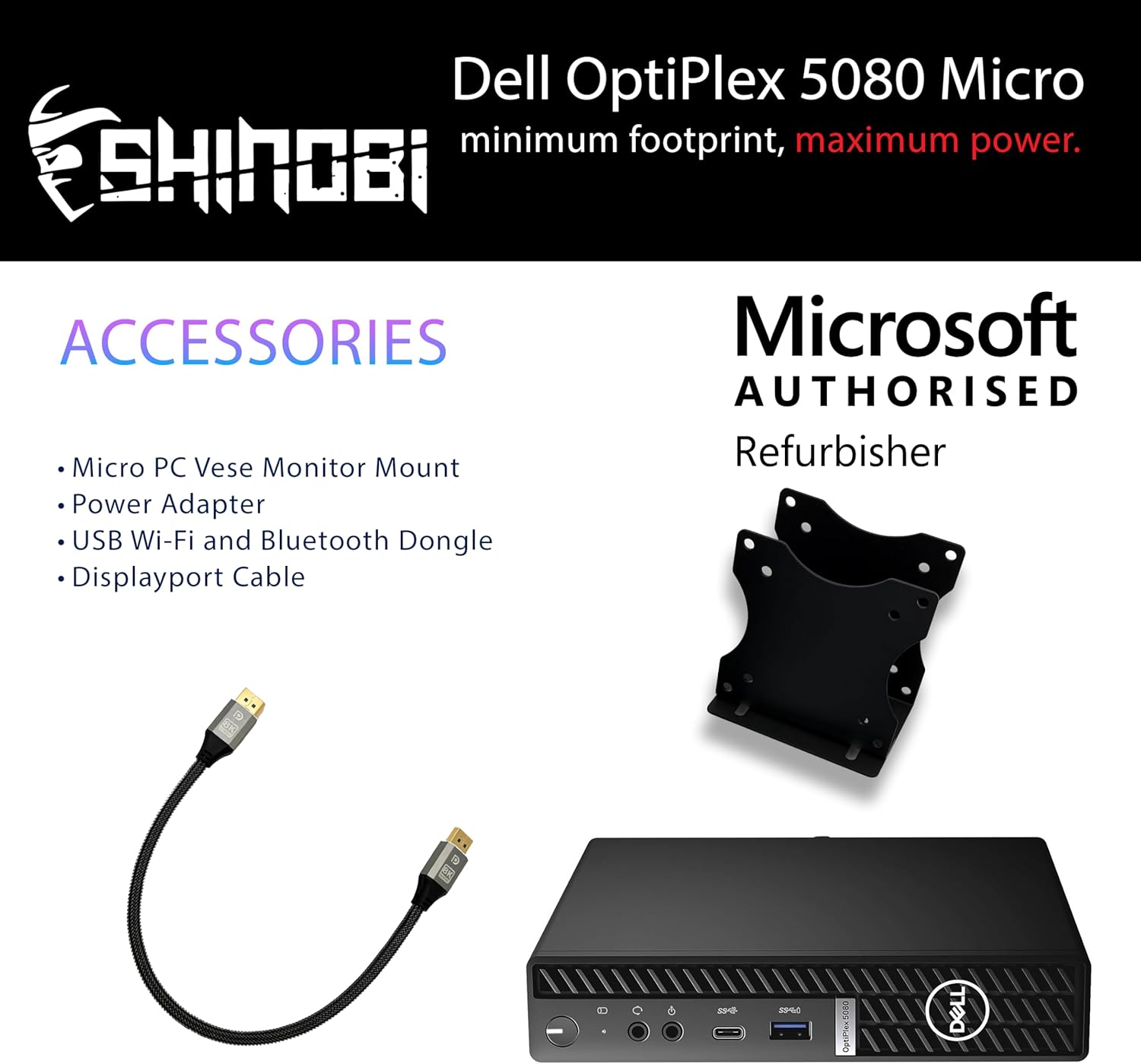 Dell OptiPlex 5080 Micro PC | Intel Core i7-10700T | 32GB RAM | 1TB SSD | Windows 11 Pro | Wi-Fi+ BT | Mini Desktop Computer (Renewed)