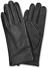 Navaris Women's Touch-Screen Capacitive Leather Gloves - Cashmere Padding, Tassel for Smartphone and Tablet Display - Black - S