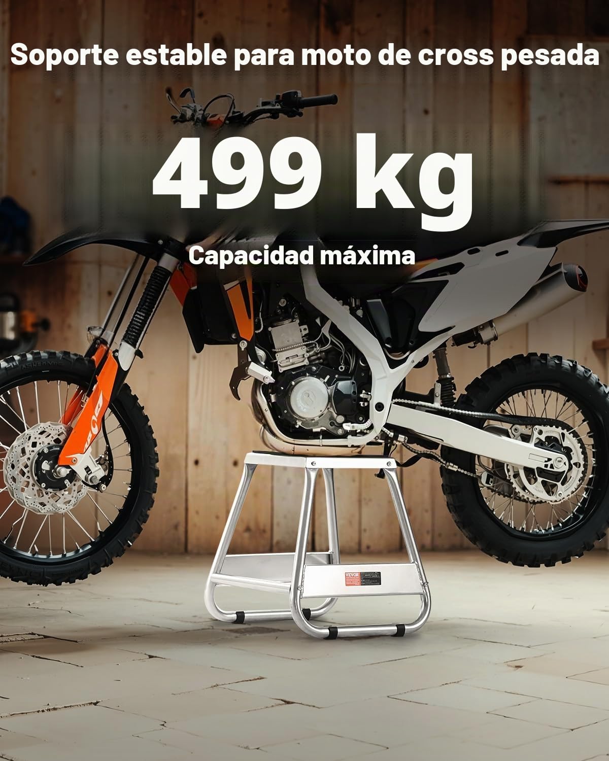 VEVOR Soporte para Motocross, Carga de 500 kg, Universal, Antideslizante, de Acero, para Mantenimiento Todoterreno, Resistente, para Motocicletas y Deportes de Motor, 390 x 405 x 405 mm, Gris