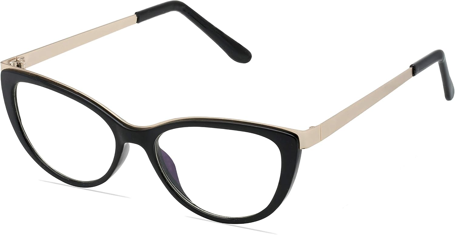 Premium Blue light blocking glasses - Cateye Frame equipped with Metal Arms and high grade blue block lenses- Anti Eyestrain