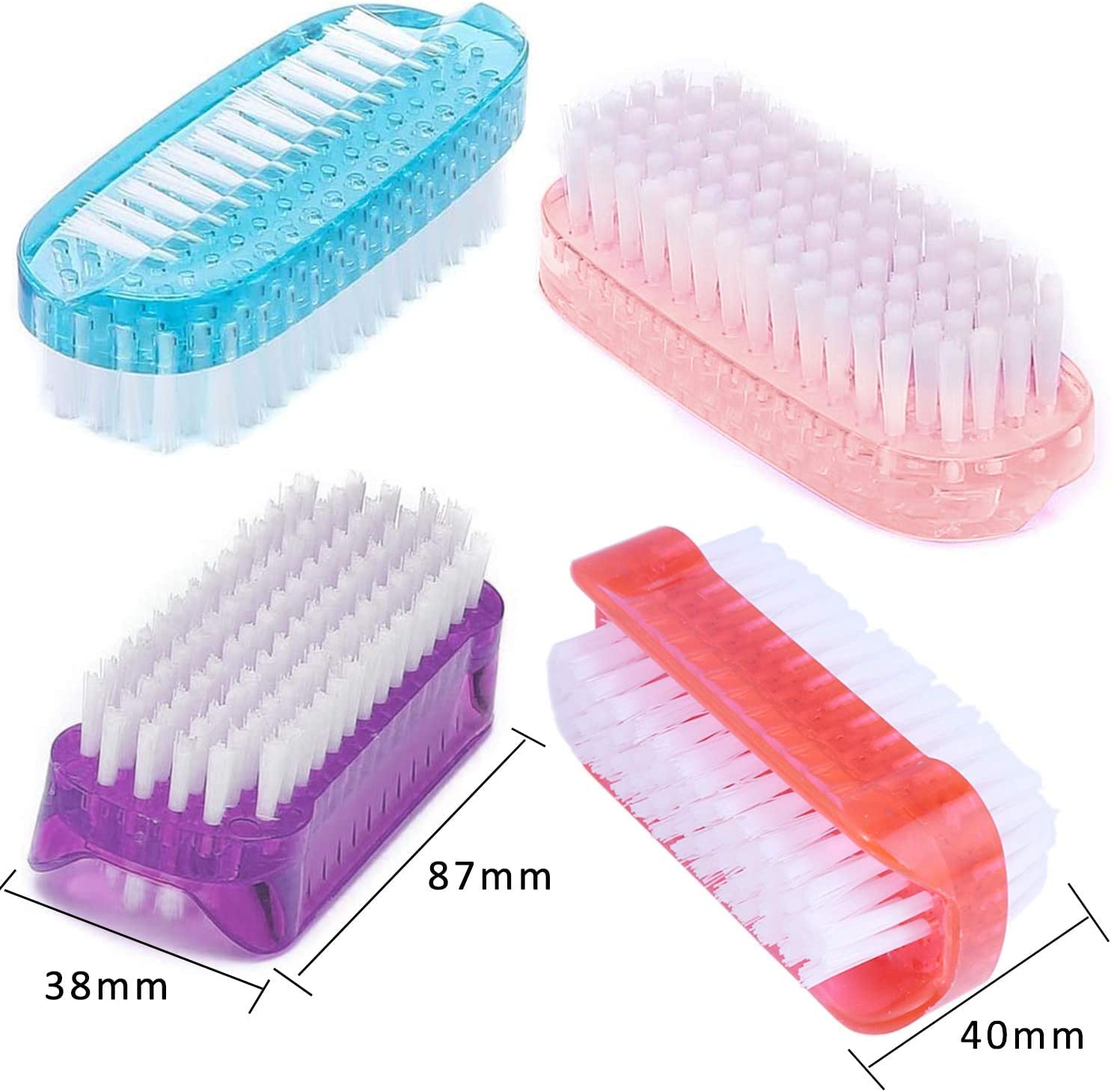 4 Pcs Nail Clean Brush,Plastic Handle Nail Finger Tip Scrubbing Brushes Double Sided & Vertical Cleaning Scrubbing Brush for Toes Nails Hands Garden, Home & Salon Use