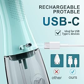 MOCEL Water Dental Flosser for Teeth - 350ML Large Tank 5 Modes & 6 Tips Cordless, Oral Irrigator Waterproof, Portable Teeth Cleaning and Flossing with Effective Plaque Remover for Adults (Green)