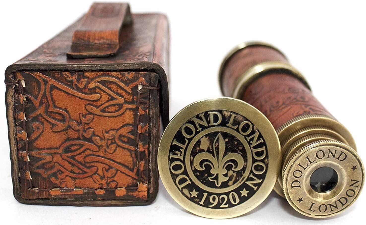 Nautical Handheld Pirate Brass Telescope with Box/Case Sailor Home Decor Pirate Captain Boat Toy Gift (14 inch Dollond)