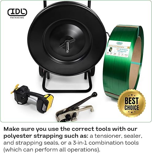 Miniatura 7 de IDL Packaging Rollo de flejado de poliéster (PET) de 12 pulgadas x 0.025 pulgadas x 3440 pies de tamaño de núcleo de 8 x 8 pulgadas, resistencia a