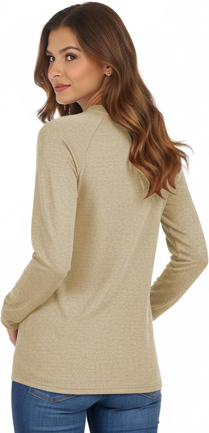 AURUZA Blouses for Women Dressy Casual Long Sleeve Shirts Tunic Tops Pletead Blouse Loose Dressy Tshirts Crew Neck Outfit - Image 2