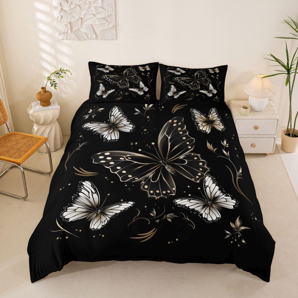 Housse de couette papillon grand format pour stopper les draps qui glissent la nuit