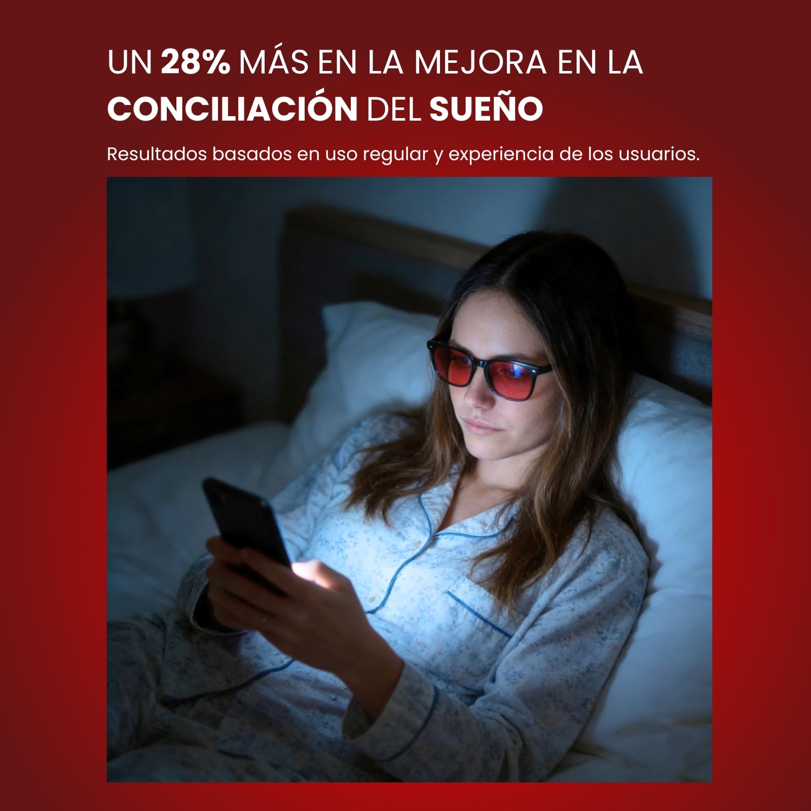 WELLBEINN Gafas Unisex Luz Roja | Filtro Luz Azul (400-500nm) y Verde (500-560nm) | Gafas para Uso Nocturno y Pantallas | Antifatiga Visual y Visión Nítida | Sueño Profundo y Reparador