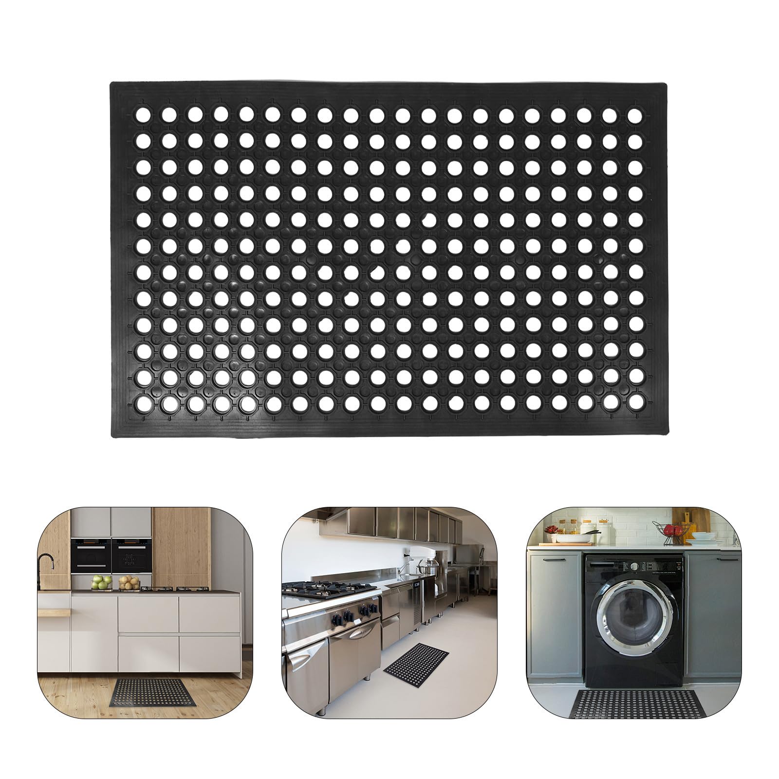 Ciieeo Tappeto Cucina Antiscivolo in Gomma Protezione Bordi Assorbente Resistente per Cucina e Ufficio Nero