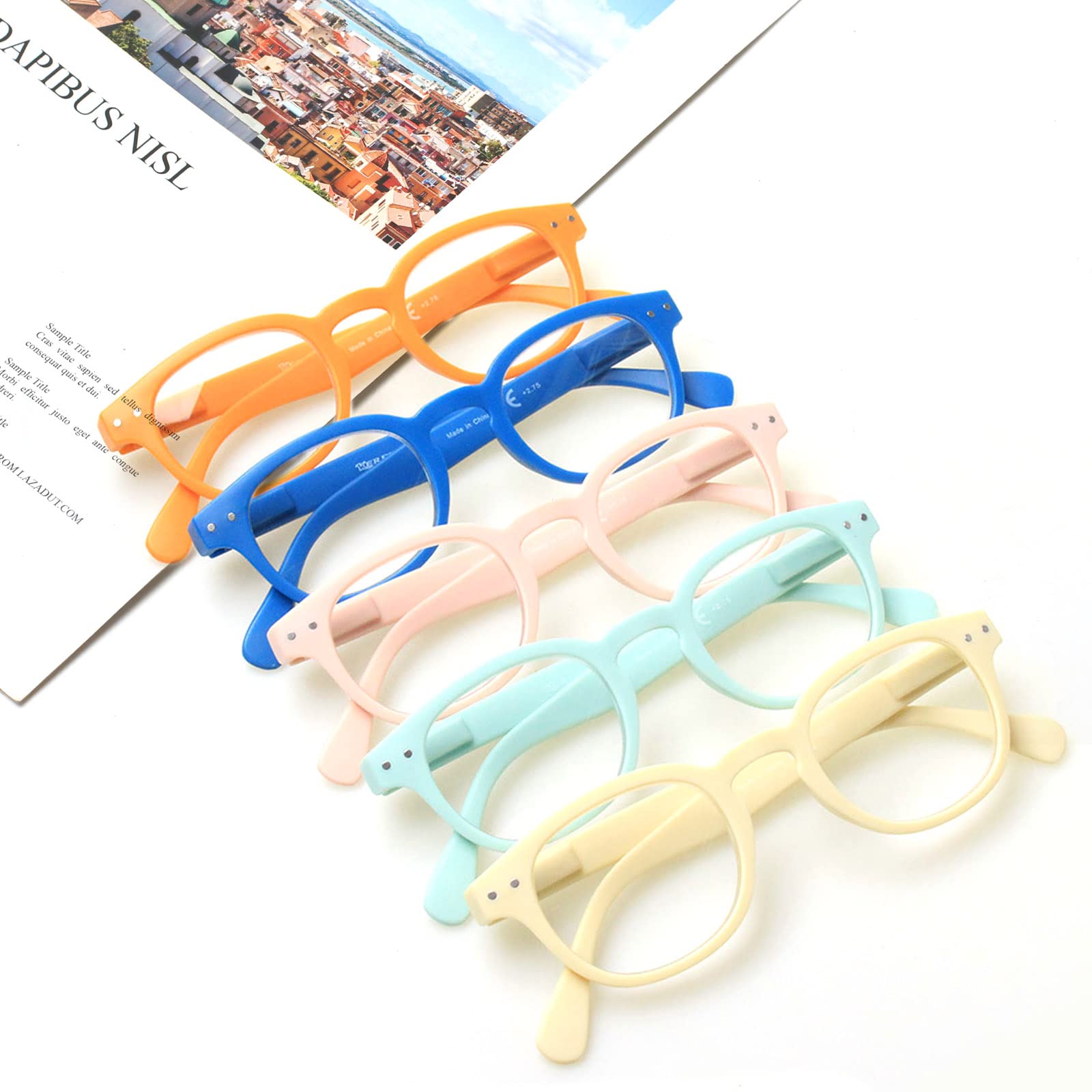 6 Pack Reading Glasses with Spring Hinges - Assorted Colors Cojwis 6 Pack Reading Glasses with Blue Light Filter for Men  main image 4