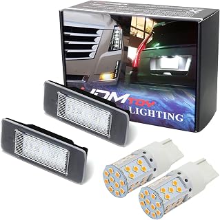 iJDMTOY CAN-bus LED Front Turn Signal Bulbs & LED License Plate Lamps Combo Kit Compatible With 2015-up Cadillac Escalade... Price In India