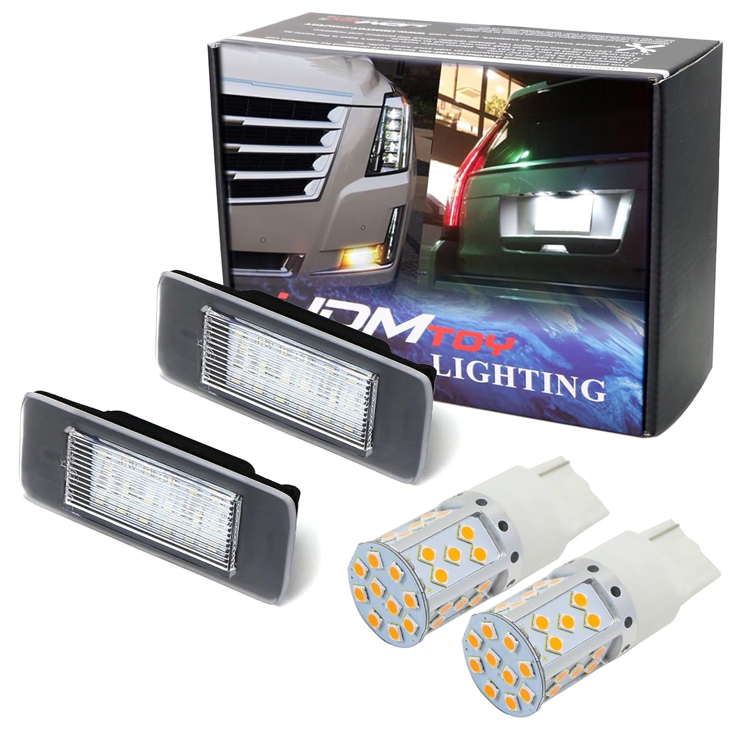 iJDMTOY CAN-bus LED Front Turn Signal Bulbs & LED License Plate Lamps Combo Kit Compatible With 2015-up Cadillac Escalade... - Review, Price and Buying Guide