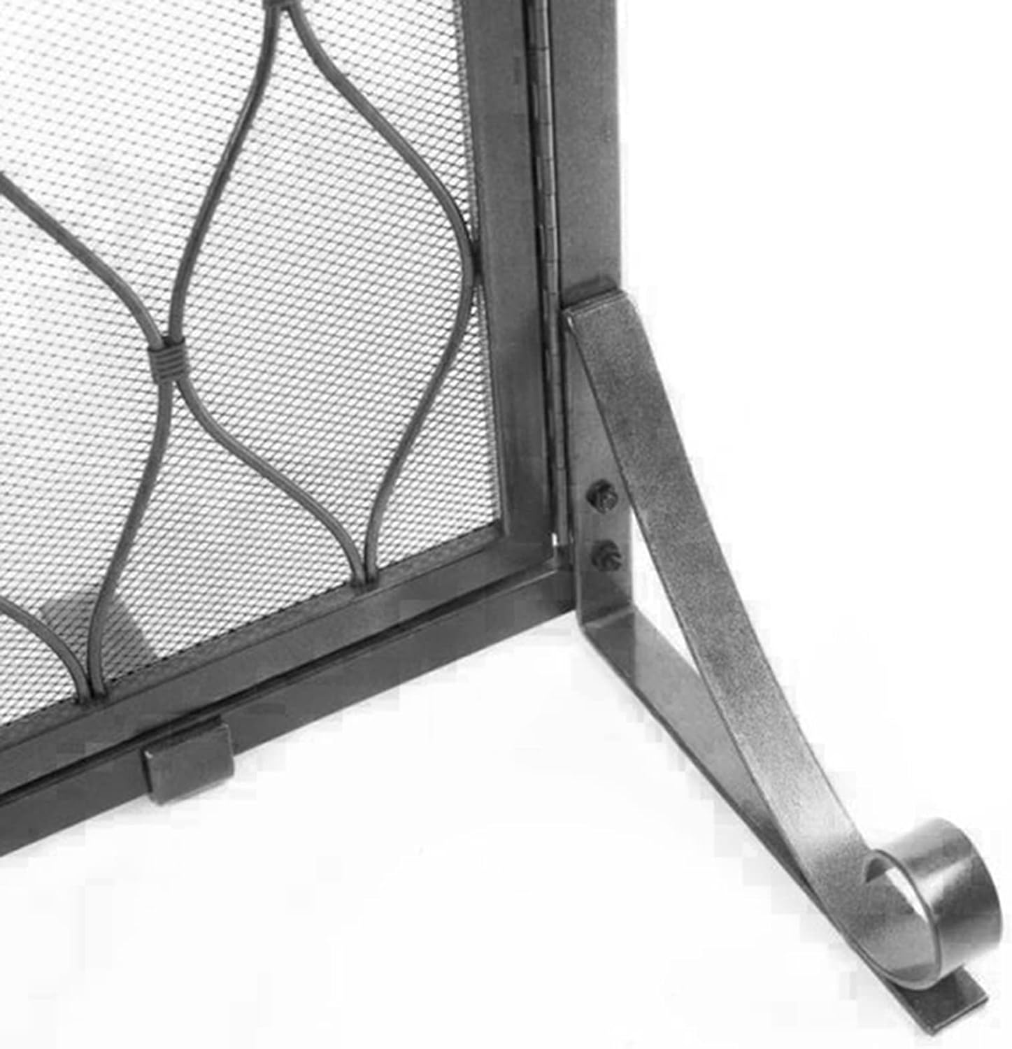 Magnetic Door Fire Screen for Fireplace - Heavy Duty Steel Spark Guard with Support Feet, Ideal for Charcoal & Wood Fires, Sleek Black Design