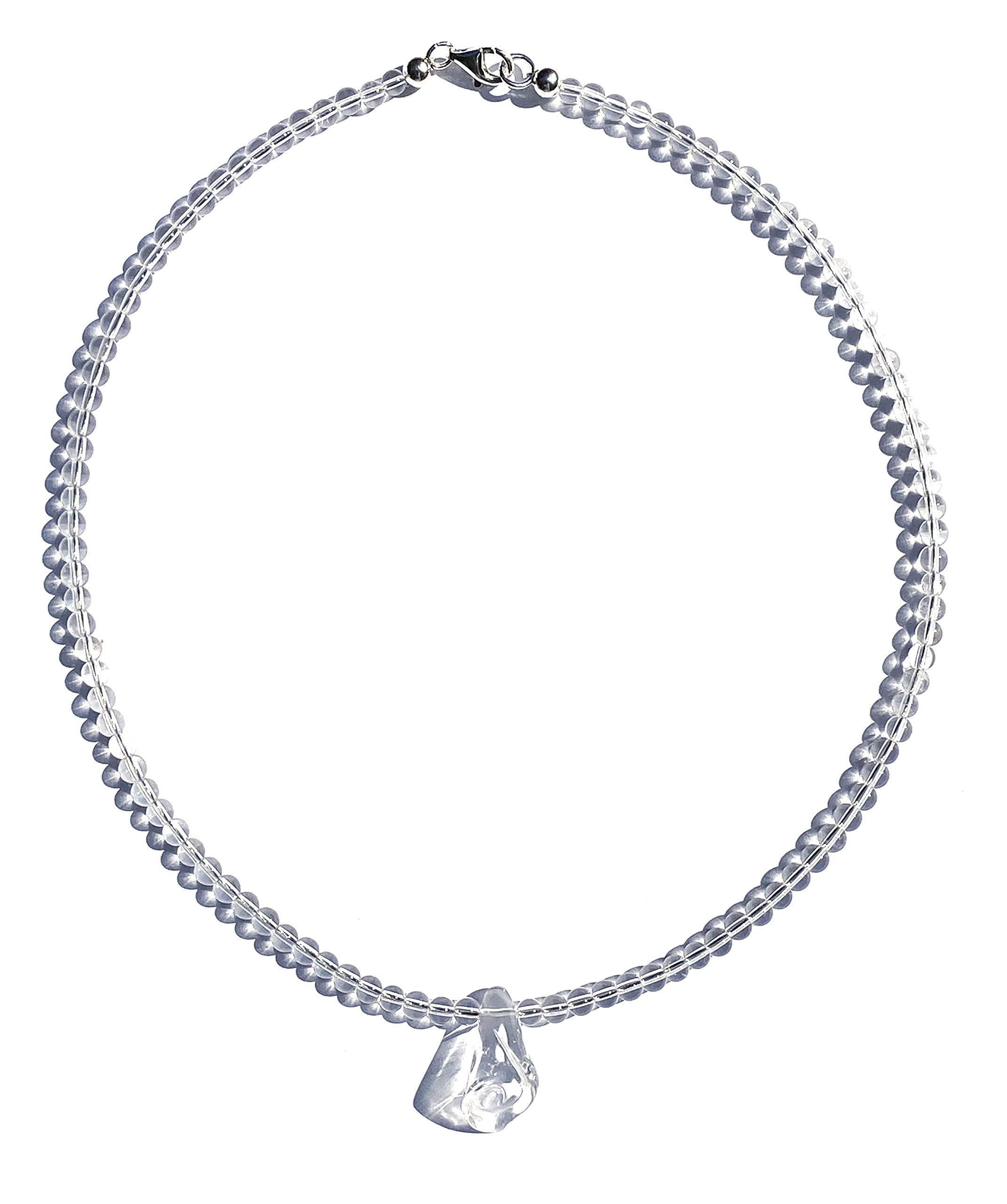 Bergkristall Halskette mit Blume Verschluss 925er Sterling-Silber