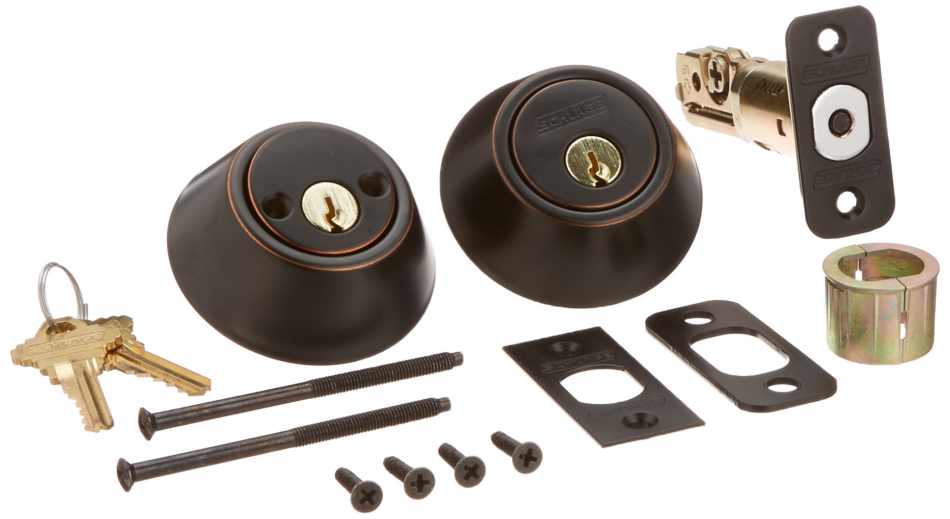 SCHLAGE Dexter JD62V716 Deadbolt, Keyed 2-Sides, Aged Bronze