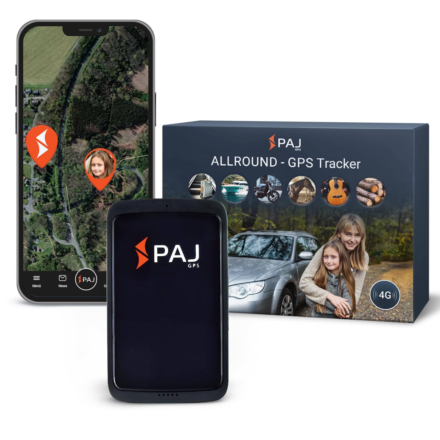 PAJ GPS Allround Finder 4G GPS Tracker ongeveer 20 dagen batterijduur (tot 40 dagen in Standby-Modus) live locatievolgsysteem voor Auto mensen