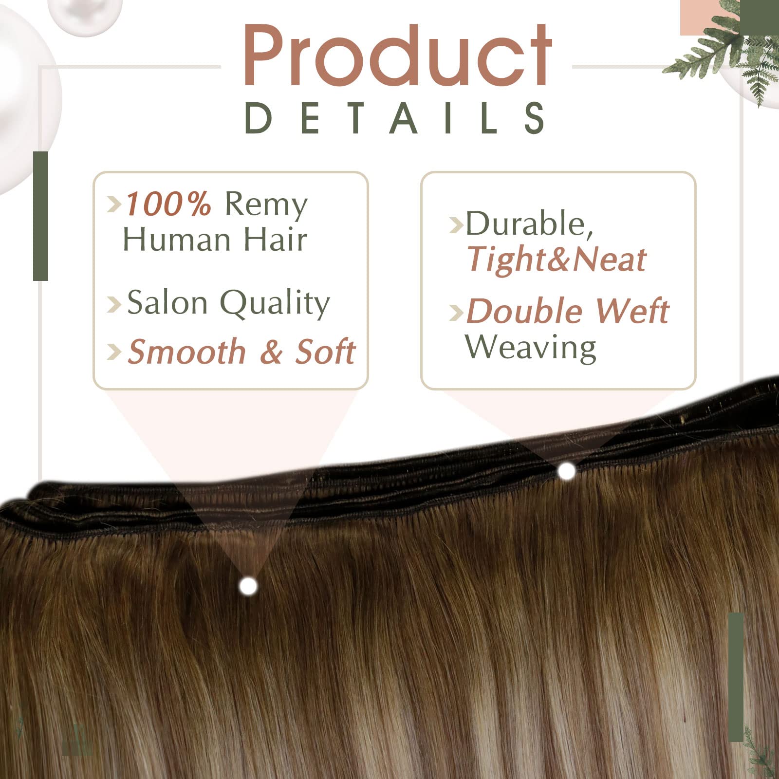 RUNATURE Weft Hair Extensions Real Human Hair Blonde Ombre Remy Sew in Weft Hair Extensions Human Hair Blonde Balayage Weft Hair Extensions 18 Inch 100 Gram - Image 3