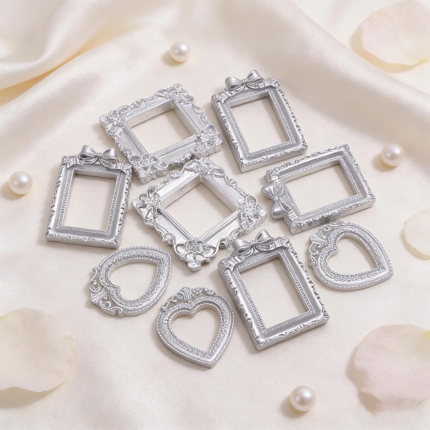 12Pcs Mini Frames Silver Vintage Resin Picture Frames for DIY Art Craft image 2