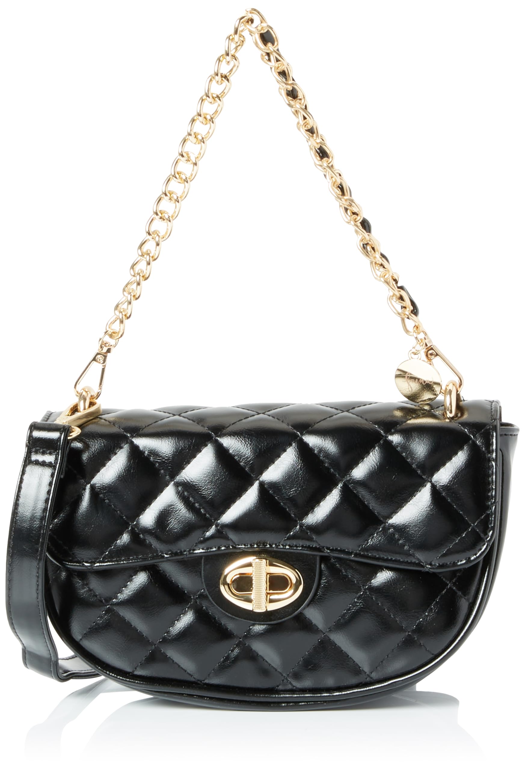 NAEMI Women's Shoulder Bag in Metallic Look, Black, One Size