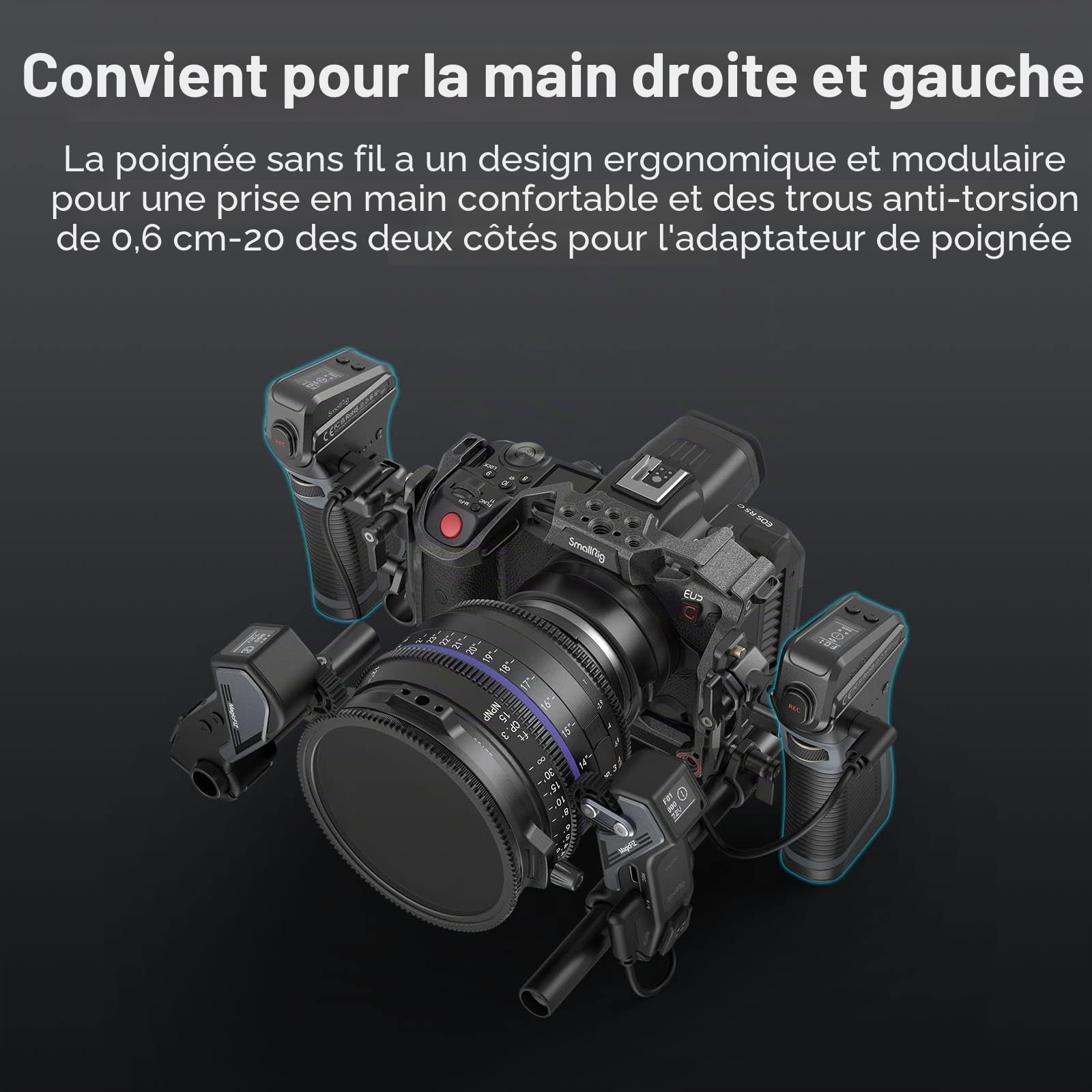 SMALLRIG Follow Focus sans Fil, Contrôle de Mise au Point de l'Objectif MagicFIZ avec Moteur Récepteur, Poignée, Module de Contrôleur Electronique et Accessoires - 3782