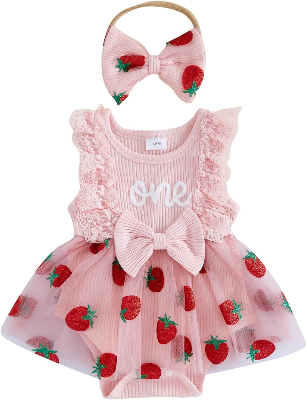 Baby Girl 1st Birthday Romper Dress with Headband Letters Floral Embroidery Lace Sleeveless Bodysuits Princess Dress Layered Tulle Tutu Skirt Girls First Birthday Outfit