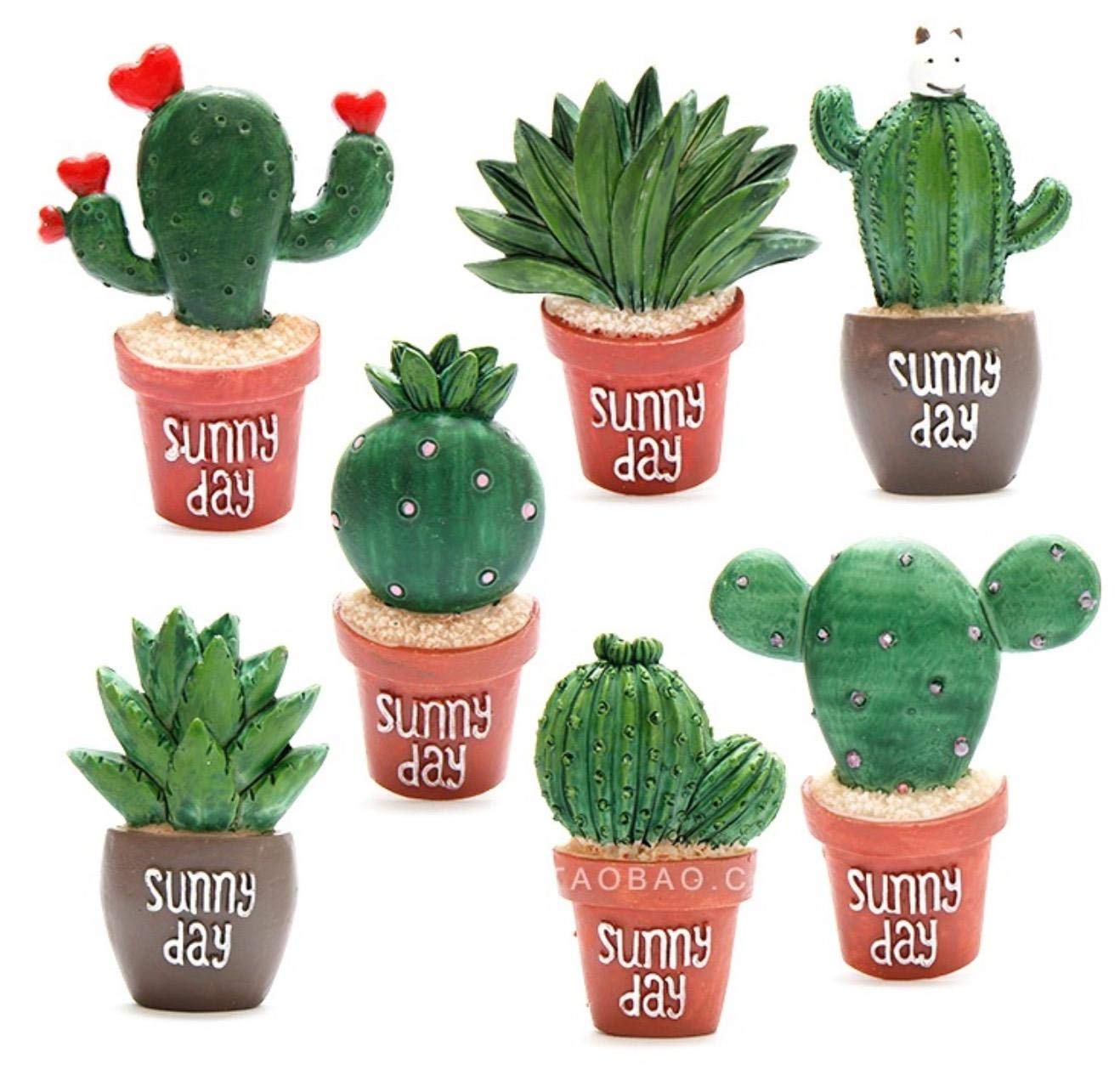 5pcs/set Green Cactus Fridge Magnets Adhesive Sticker