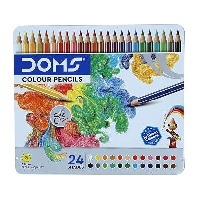 Doms Supersoft Non-Toxic Colour Pencil Set in Flat Tin Box (24 Assorted Shades x 2 Set), Multicolor (DM7206P2)