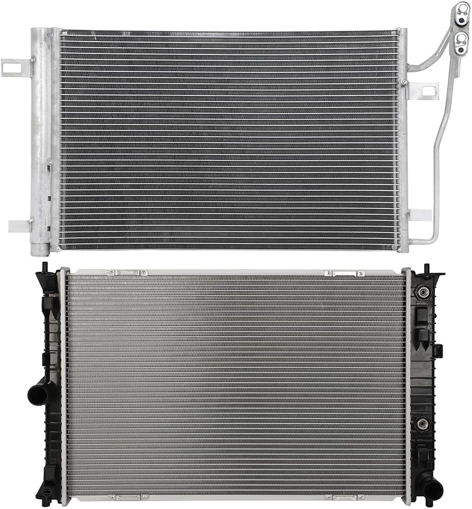 13187 Radiator with 3786 Condenser Fit for Ford Fusion 2.5L 2010-2012 for Mercury Milan 2.5L 2010-2011 Aluminum Radiator