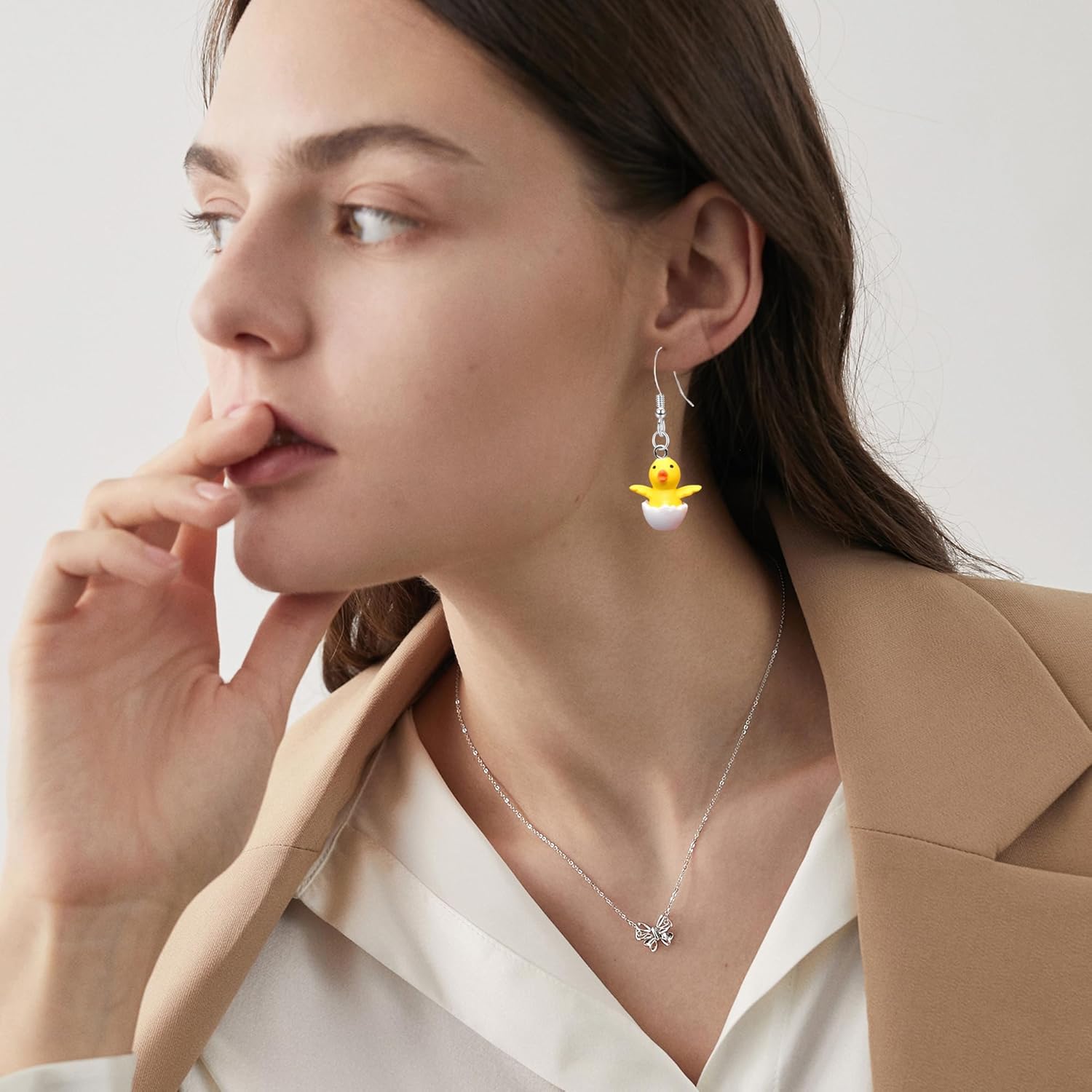 Cute Funny Chick Earrings for Women Resin Shell Breaking Chicken Animal Drop Dangle Earrings Creative Jewelry - Image 4